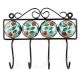 Turquoise With Green Leaf Ceramic Floral Tile Hook
